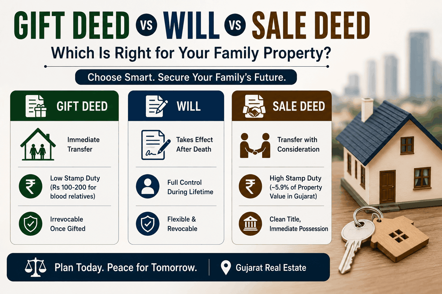 Gift Deed vs Will vs Sale Deed: Which Is Right for Your Family Property?: Expert Guide for Gujarat Real Estate