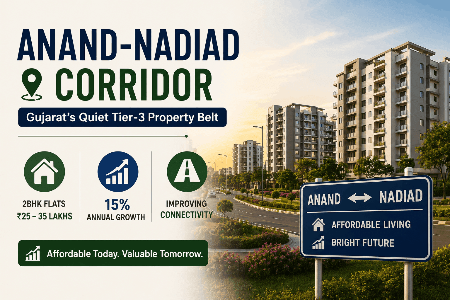 Anand-Nadiad Corridor: Gujarat's Quiet Tier-3 Property Belt with 15% Growth