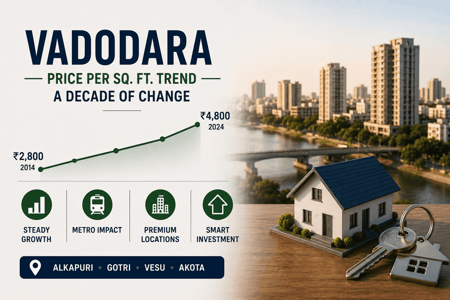 Average Per Square Foot Trend in Vadodara: A Decade of Change