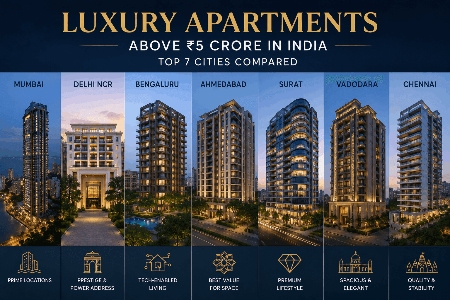 Luxury Apartments Above ₹5 Crore in India: Top 7 Cities Compared