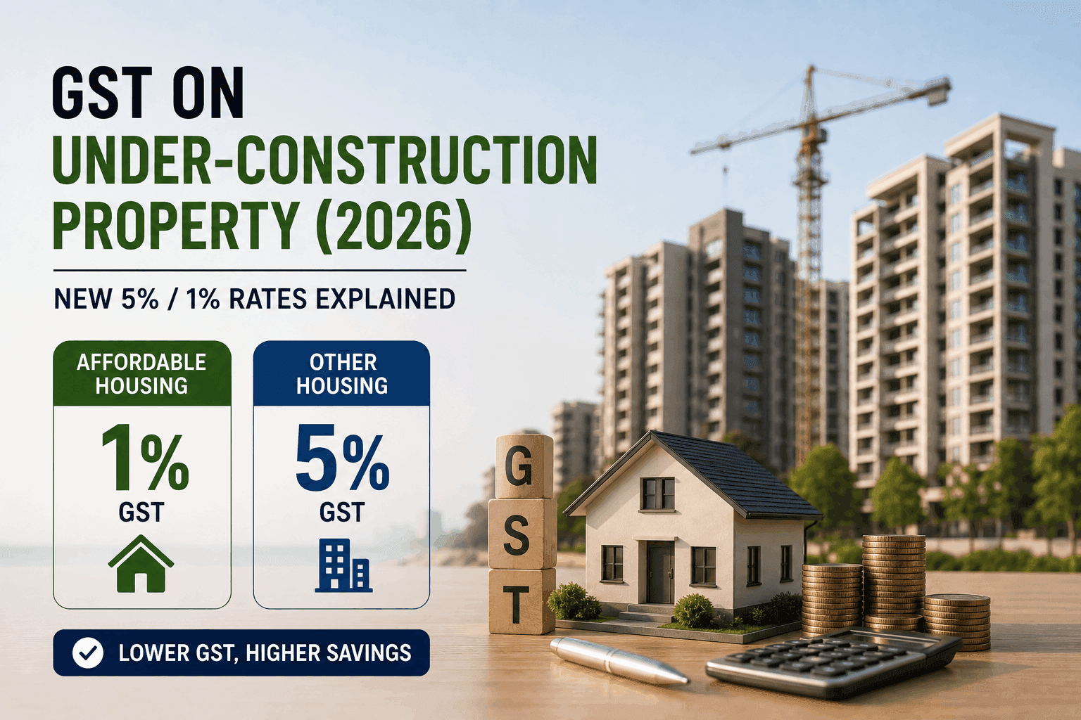 GST on Under-Construction Property: New 5% / 1% Rates Explained 2026