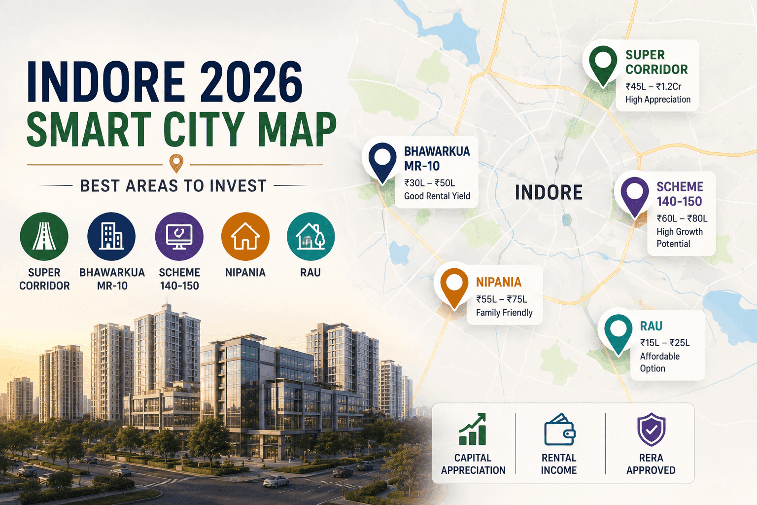 Best Areas to Invest in Indore Real Estate: 2026 Smart City Map