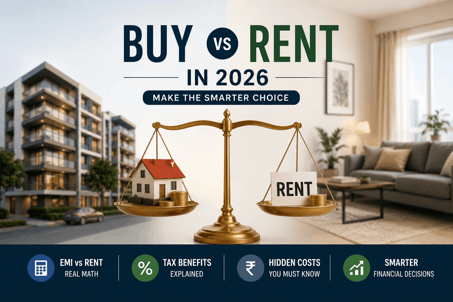 Buy vs Rent in India 2026: Real Math, EMI, Tax & Hidden Costs