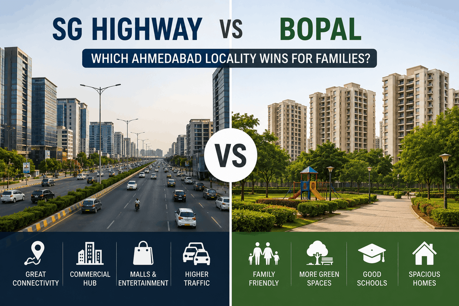 SG Highway vs Bopal: Which Ahmedabad Locality Wins for Families?