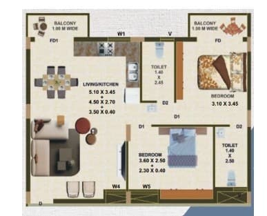 Floor Plan 1 - Mountain View Residency