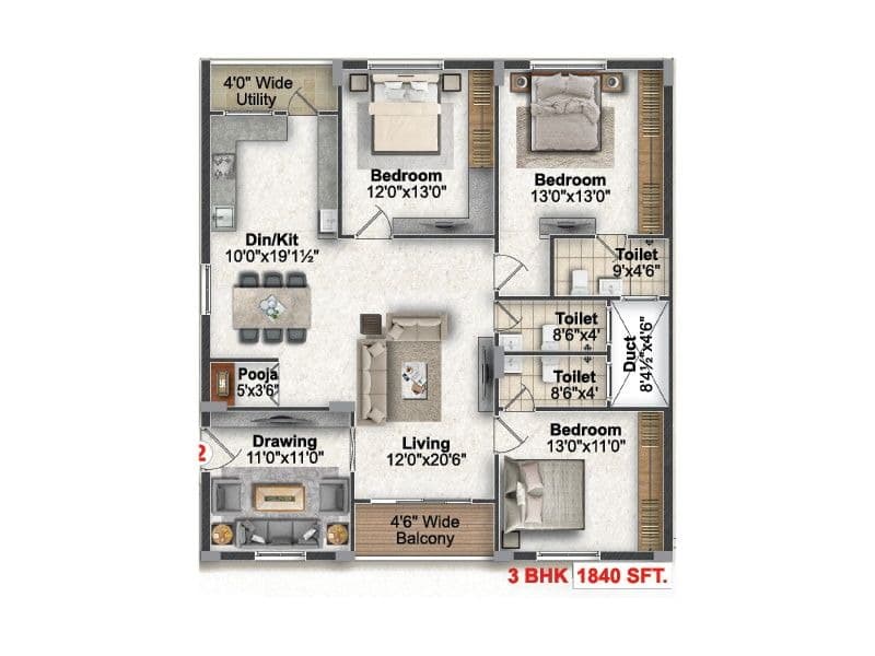 Floor Plan 3 - Bhavanika Residency