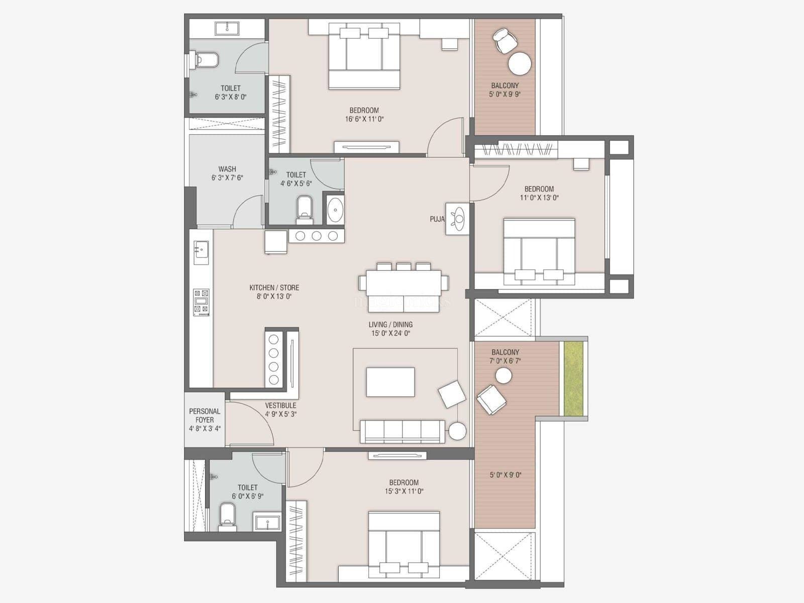 Floor Plan 1 - The Balcony By Kaavyaratna
