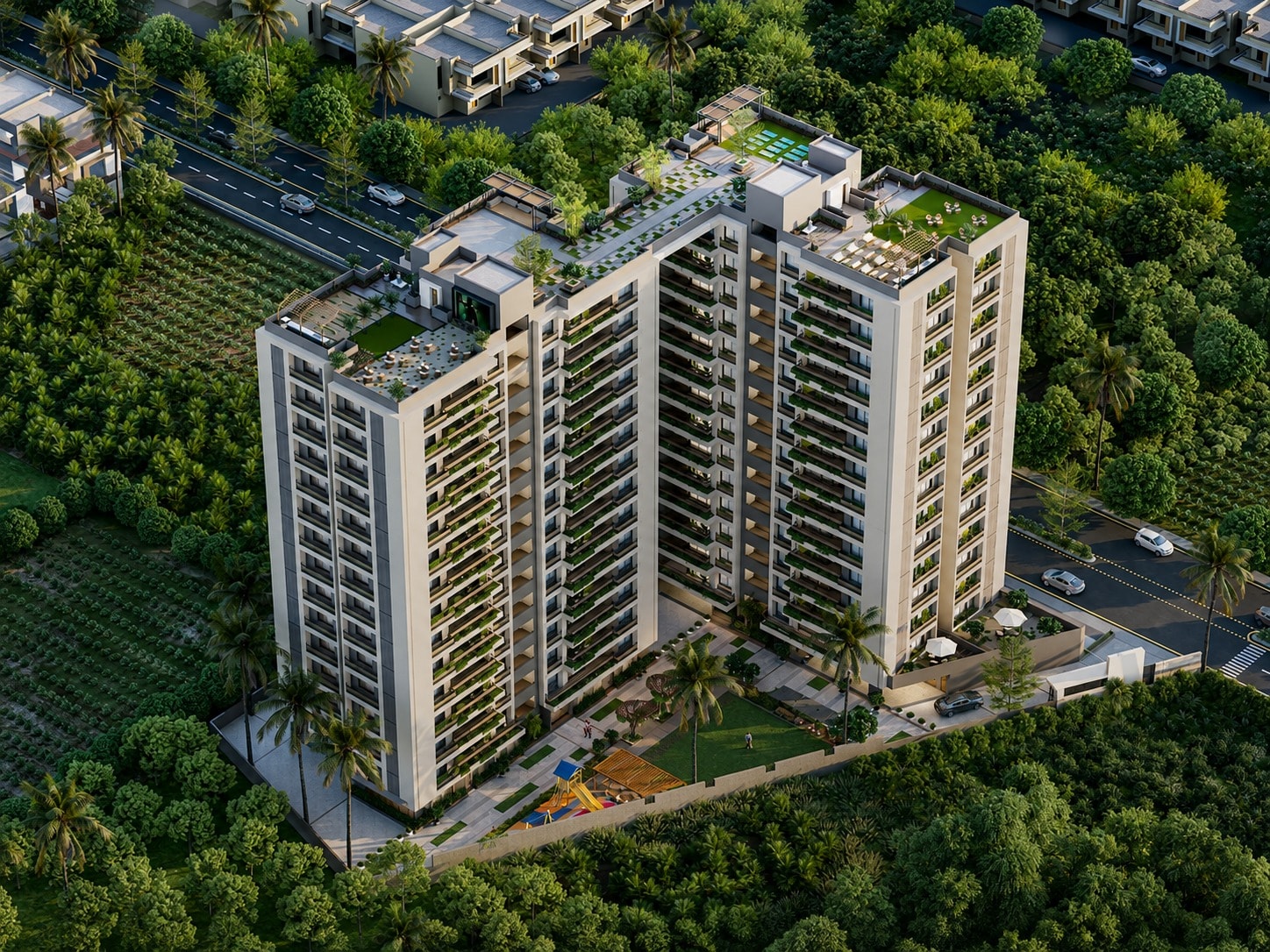 Mahalaxmi Satvam Skyline - 3 BHK apartment for buy-new in Sargasan, Gandhinagar - main view