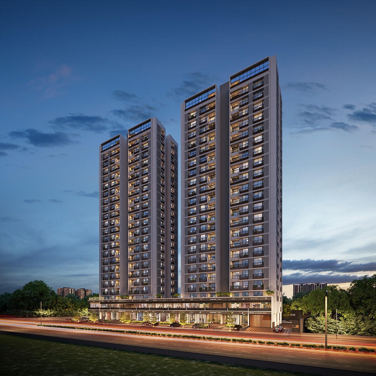Sun Skyview - 3 BHK apartment for buy-new in Shela, Ahmedabad - main view