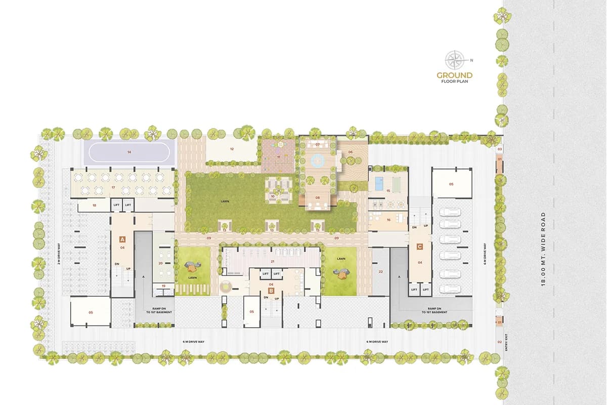 Floor Plan 1 - 3 BHK Apartment in Sampad Primero, Motera, Ahmedabad
