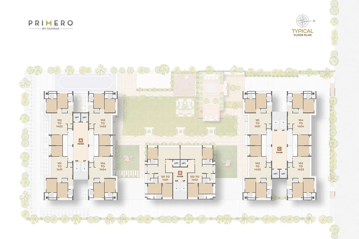 Floor Plan 2 - 3 BHK Apartment in Sampad Primero, Motera, Ahmedabad