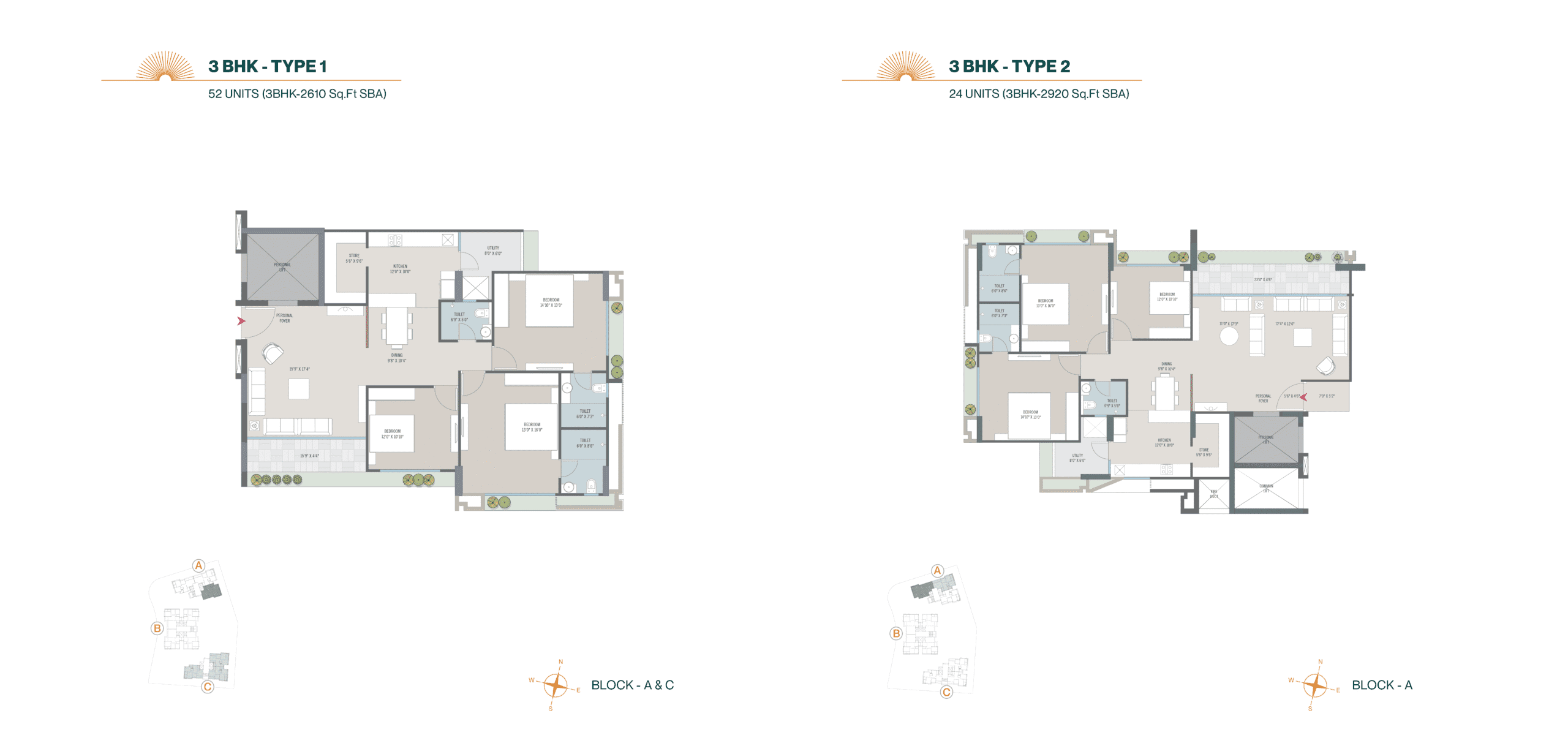 Floor Plan 4 - 4 BHK Apartment in Solaris Residency, Naranpura, Ahmedabad