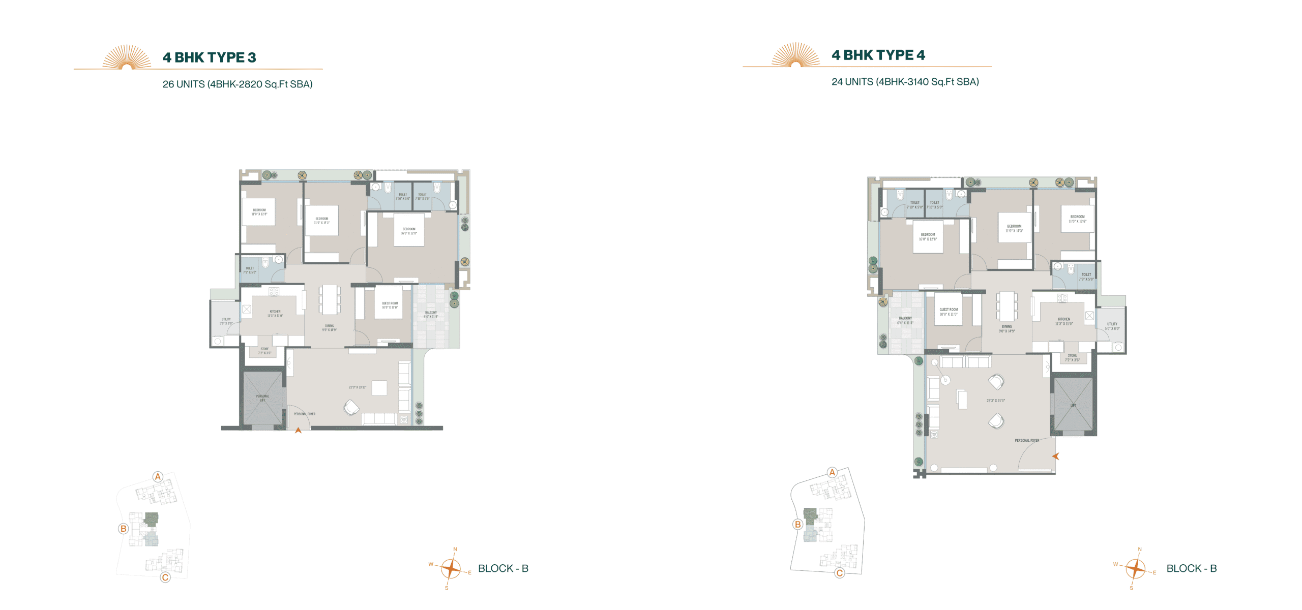 Floor Plan 5 - 4 BHK Apartment in Solaris Residency, Naranpura, Ahmedabad