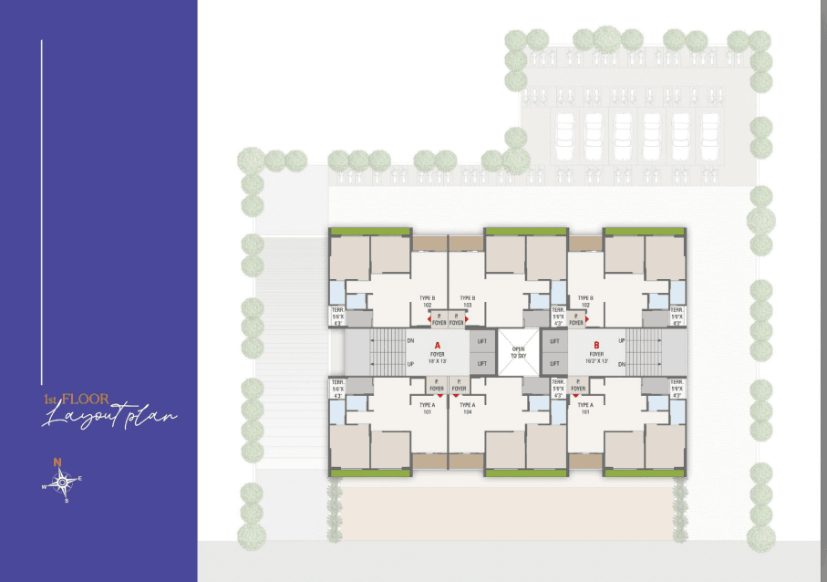 Floor Plan 1 - 2 BHK Apartment in Iris, Kudasan, Gandhinagar
