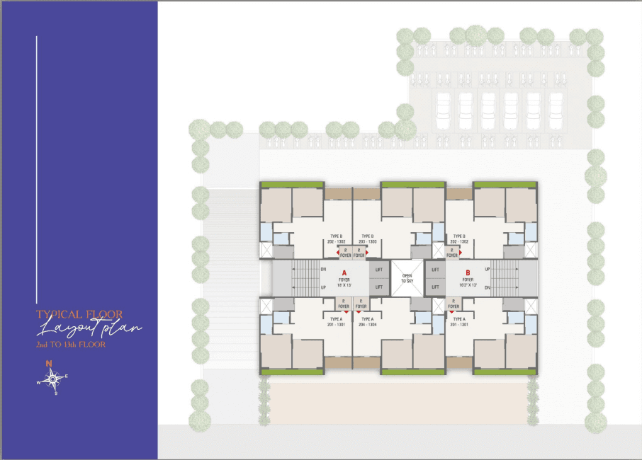 Floor Plan 2 - 2 BHK Apartment in Iris, Kudasan, Gandhinagar