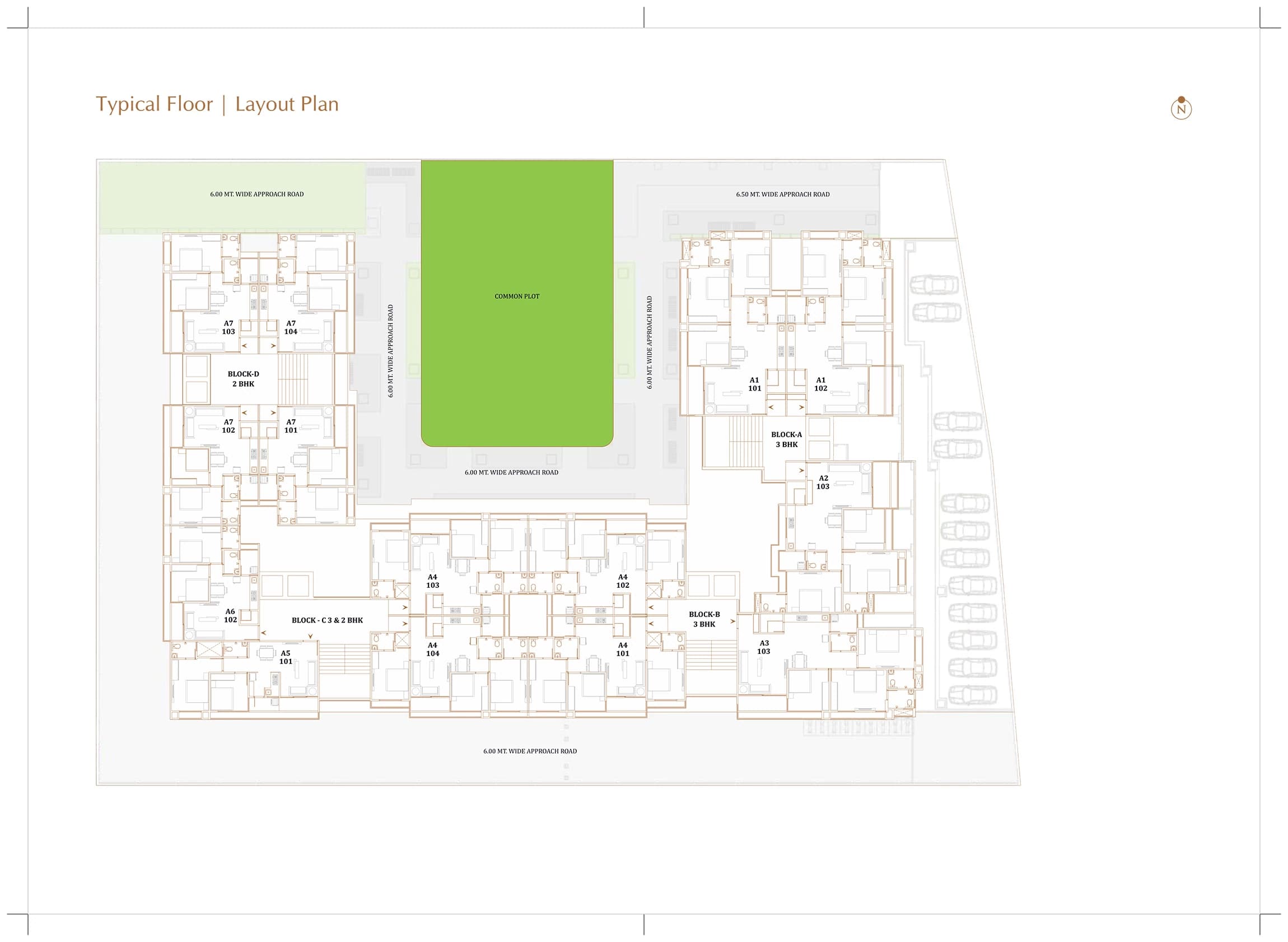 Floor Plan 6 - 3 BHK Apartment in Dev Aashish Pride Plus, Hanspura, Ahmedabad