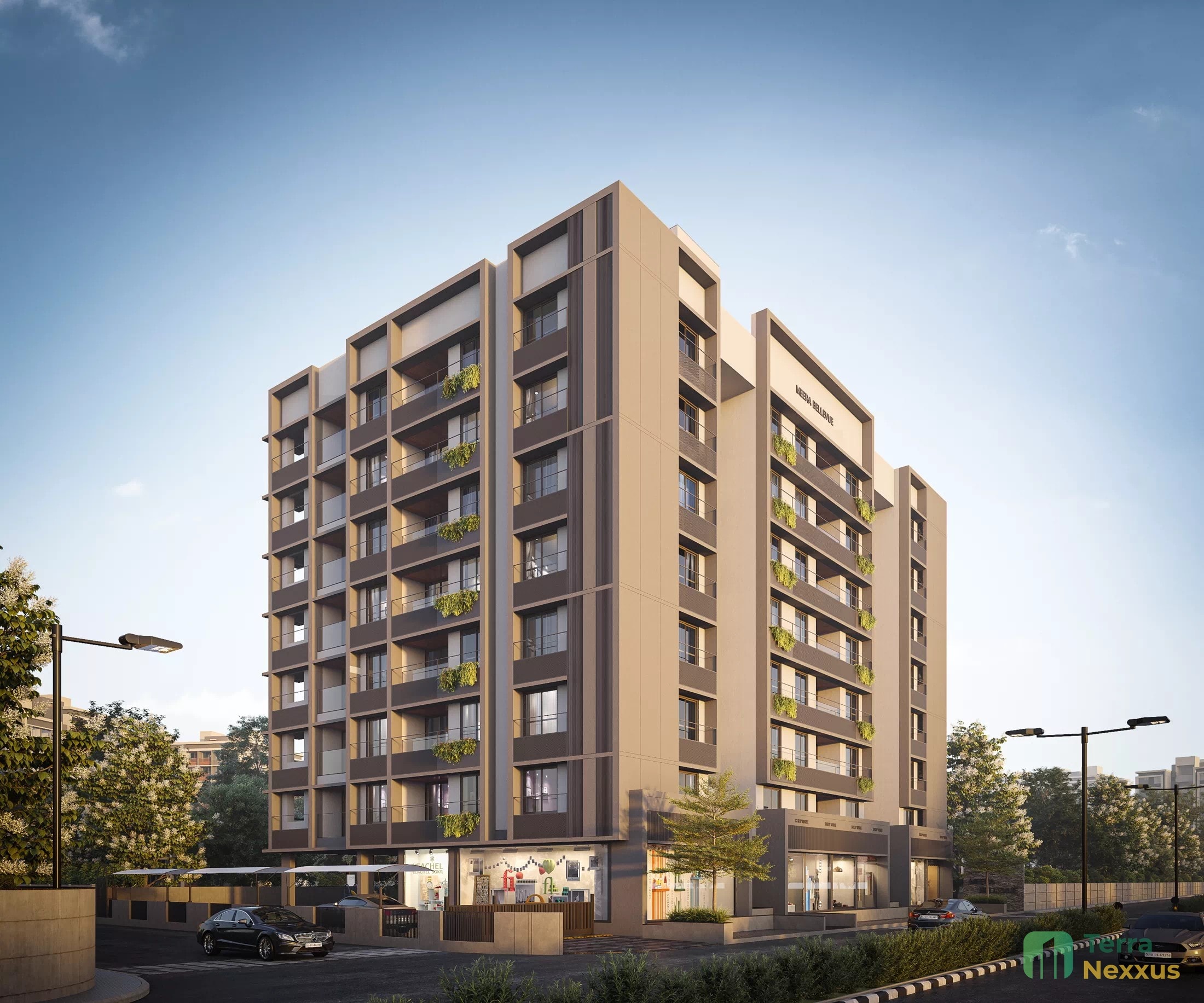 3 BHK Apartment in Meera Bellevue, Raysan, Gandhinagar - side view in Gandhinagar