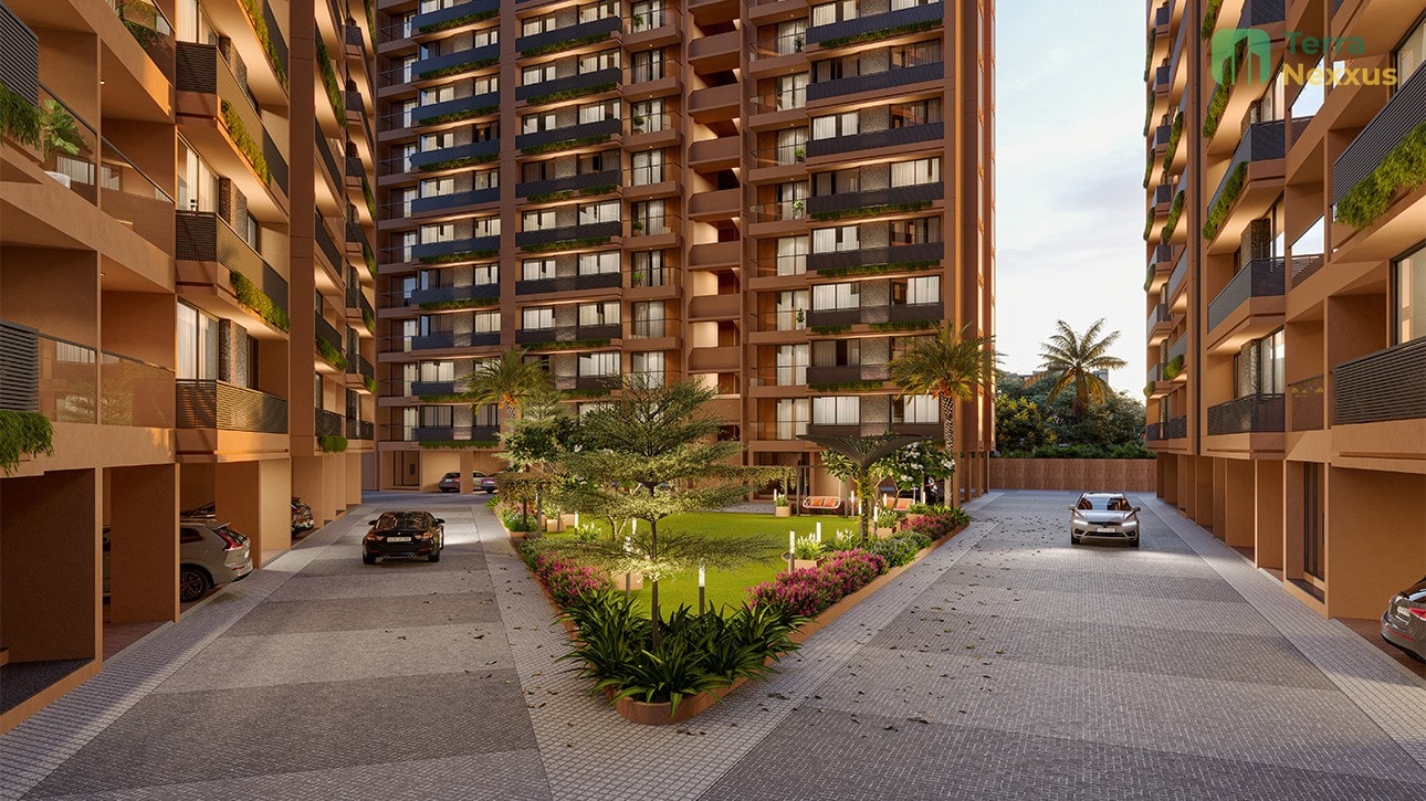 3 BHK Apartment in Radhe Elysium, Hathijan, Ahmedabad - side view in Ahmedabad